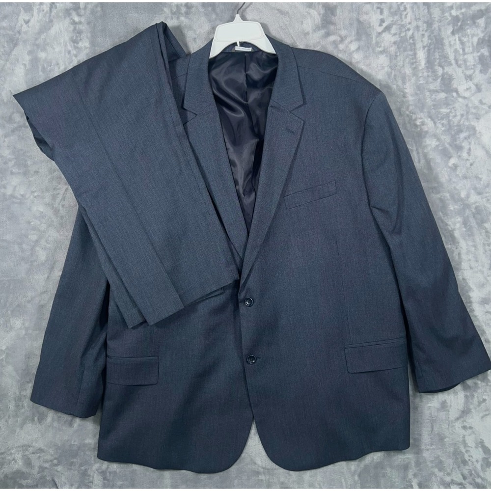 Oak Hill 2 Piece Suit Mens 62R Jacket Blazer Pants 48x30 Blue Big Tall Stretch